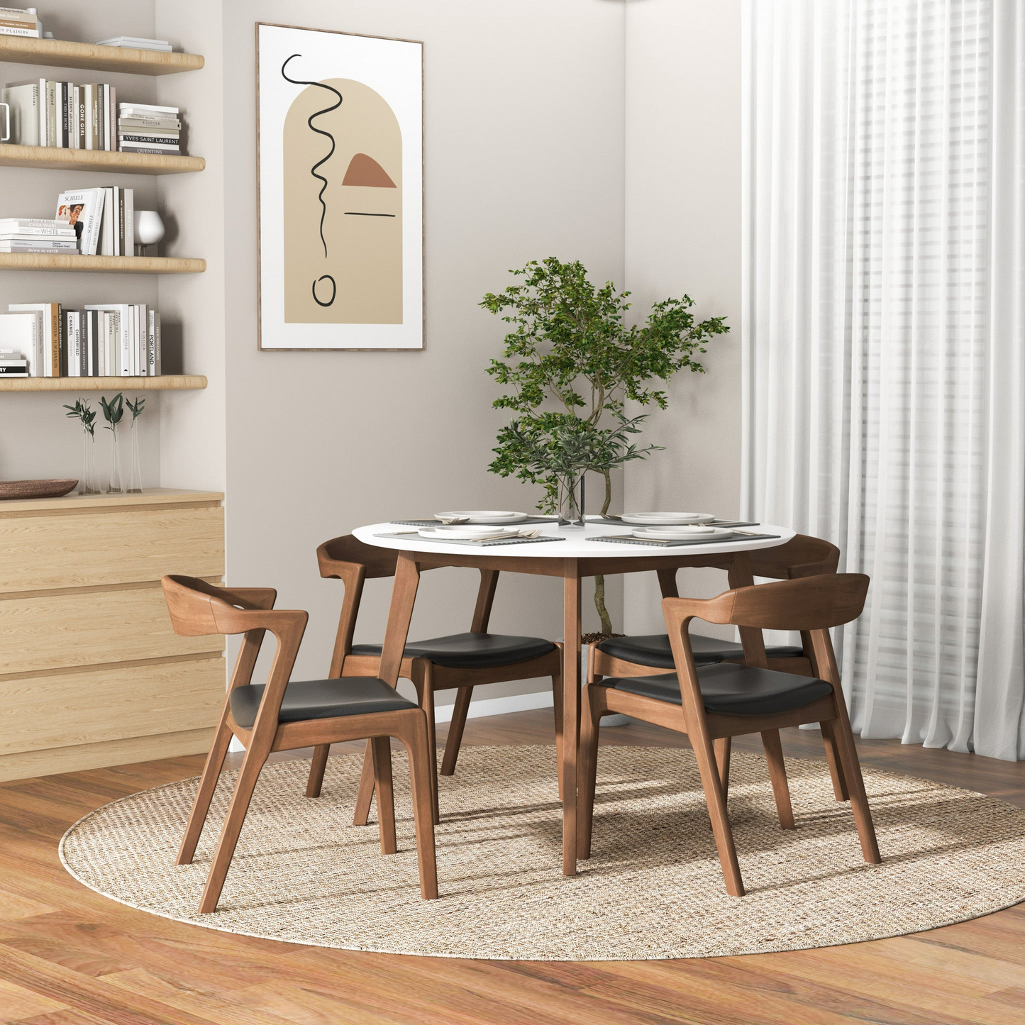 Alina Dining Table White And 4 Side Chairs