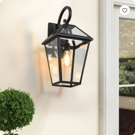 21-inch Outdoor Wall Lantern Light Pack - Black Metal & Clear Glass Sconce for Porch Garden