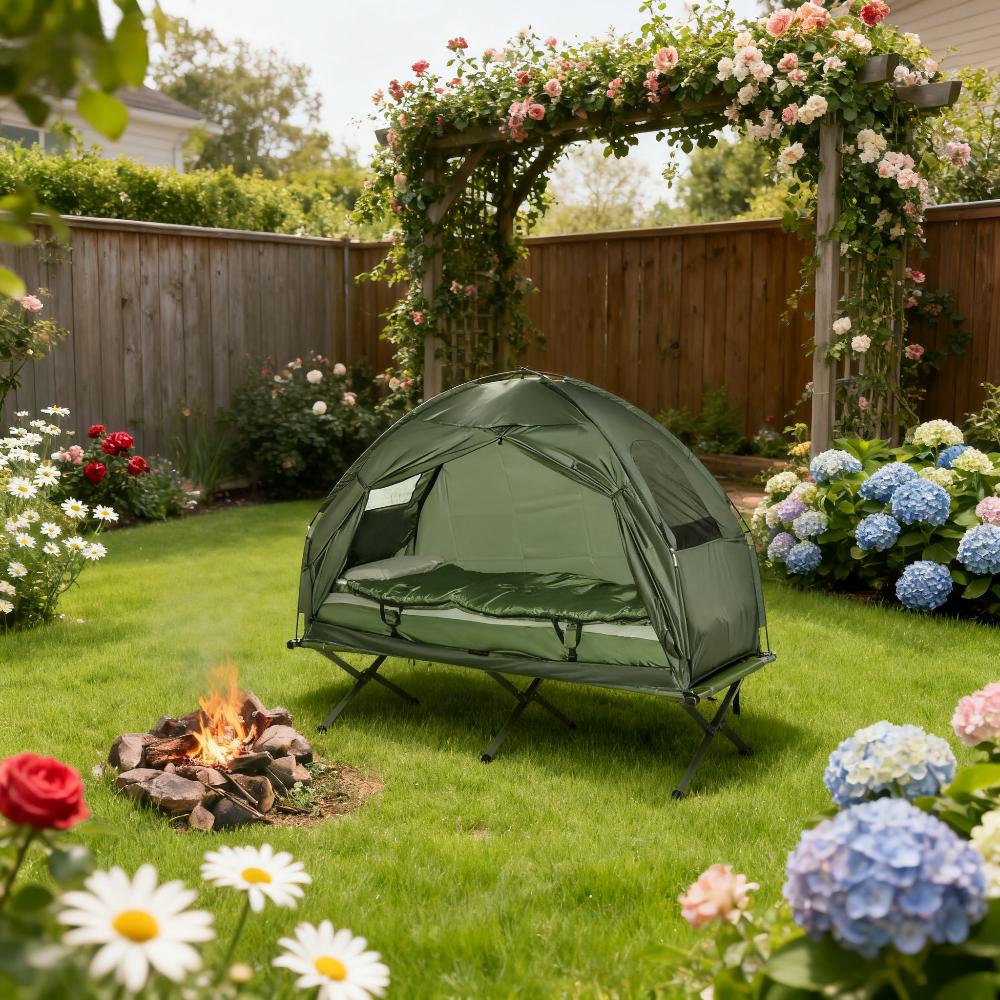 Portable Folding Camping Cot for Adults - Green