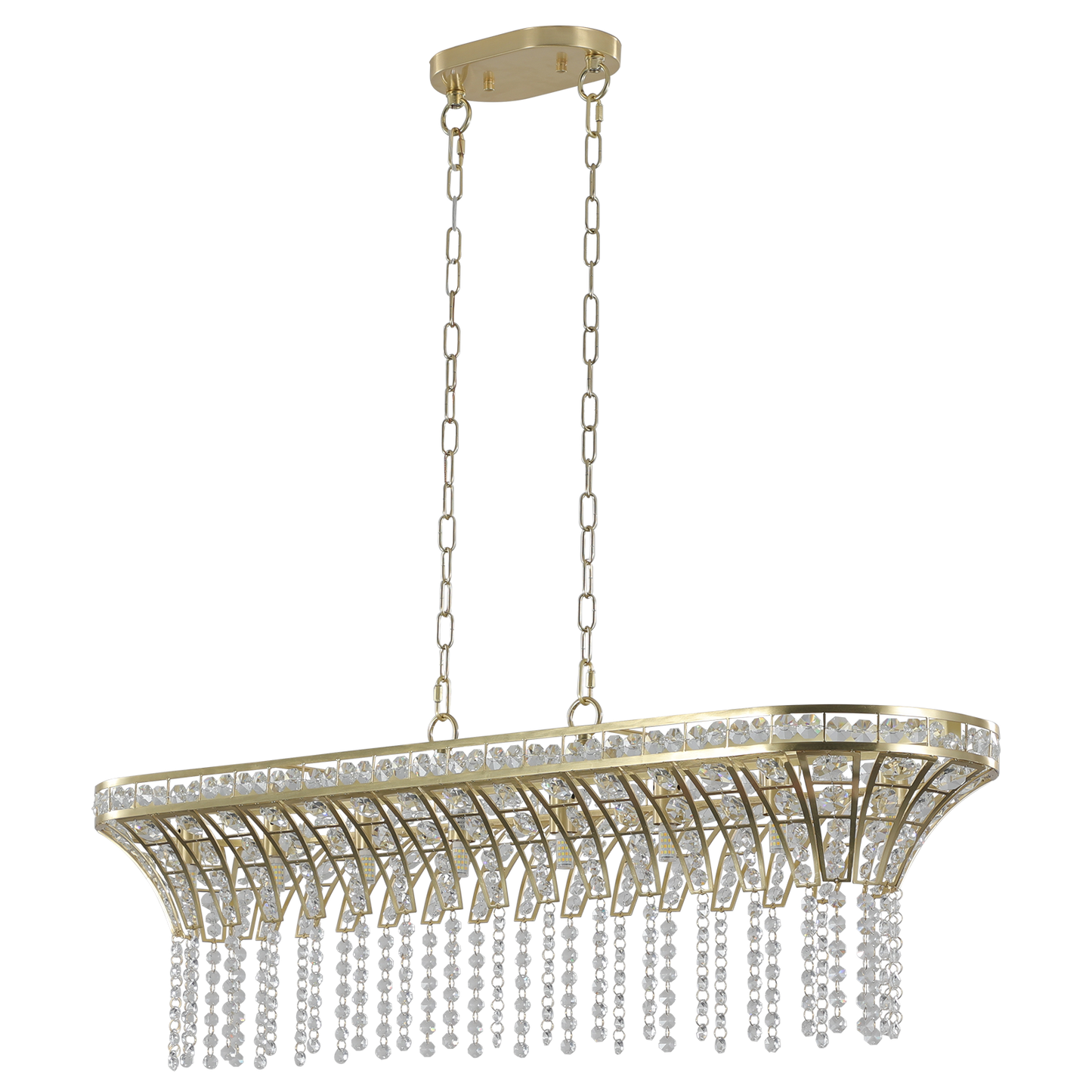 39-Inch Crystal Linear Chandelier with Gold Finish - Elegant Pendant Light