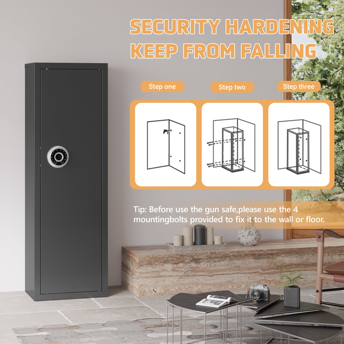 Biometric Gun Safe For Rifles And Pistols, 12-15 Large Cabinet With