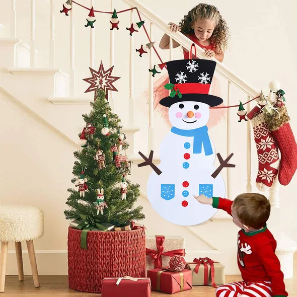 DIY Felt Christmas Snowman Hanging Decoration Set - 54 Pcs