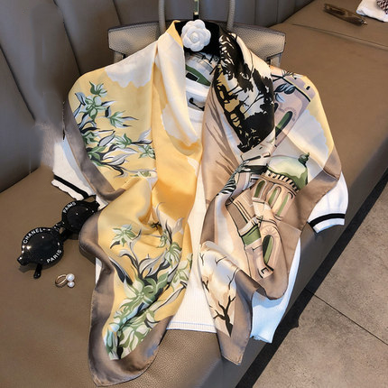 Women's Geometric Square Scarf - Large Polyester Fashion Accessory