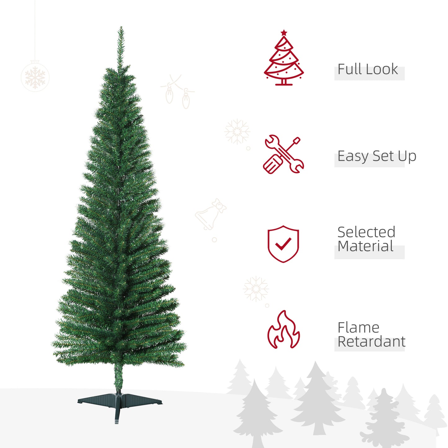 5ft Slim Artificial Christmas Tree with 294 Branch Tips - Green
