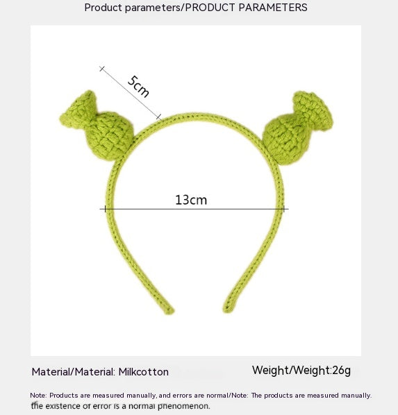 Unisex Wool Crocheted Shrek Headband - Handmade Cartoon Hair Accessory
