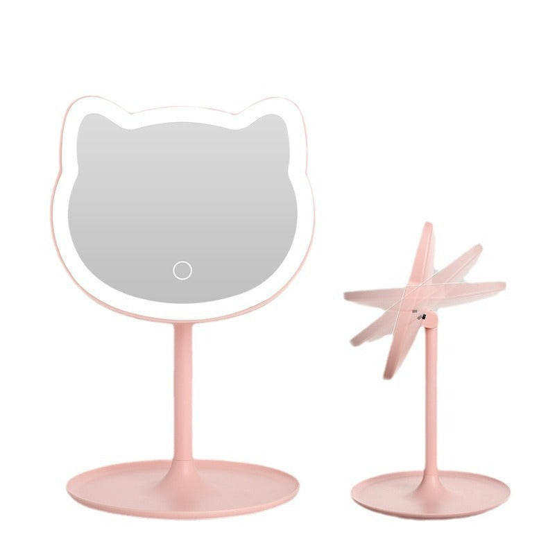 Rechargeable Makeup Mirror with Fill Light - Pink, 14x18cm