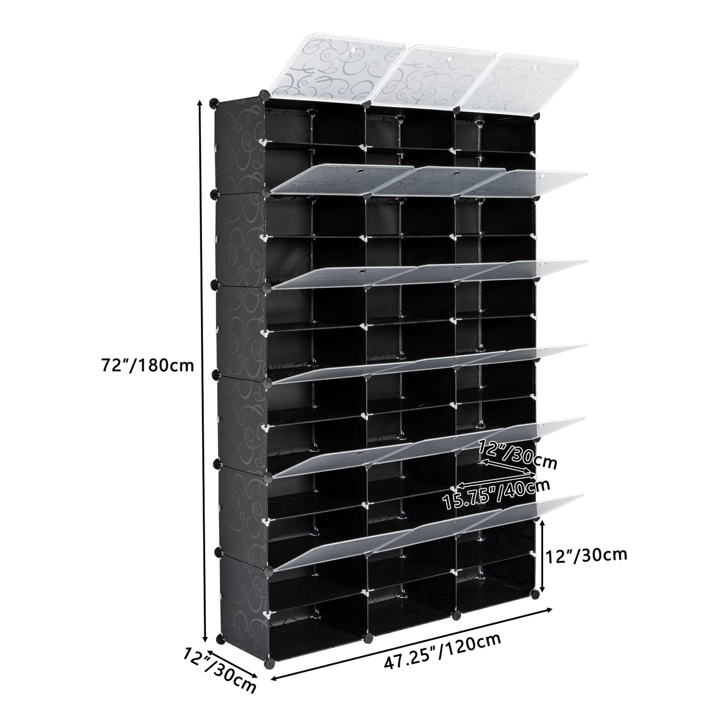 12-Tier Portable 72 Pair Shoe Rack Organizer 36 Grids Tower Shelf