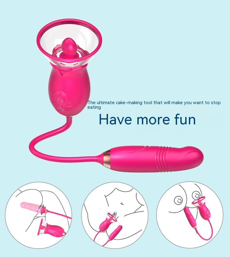 Double-Headed Sucking Tongue Licking Vibrator Device - Electric Silicone Adult Wellness
