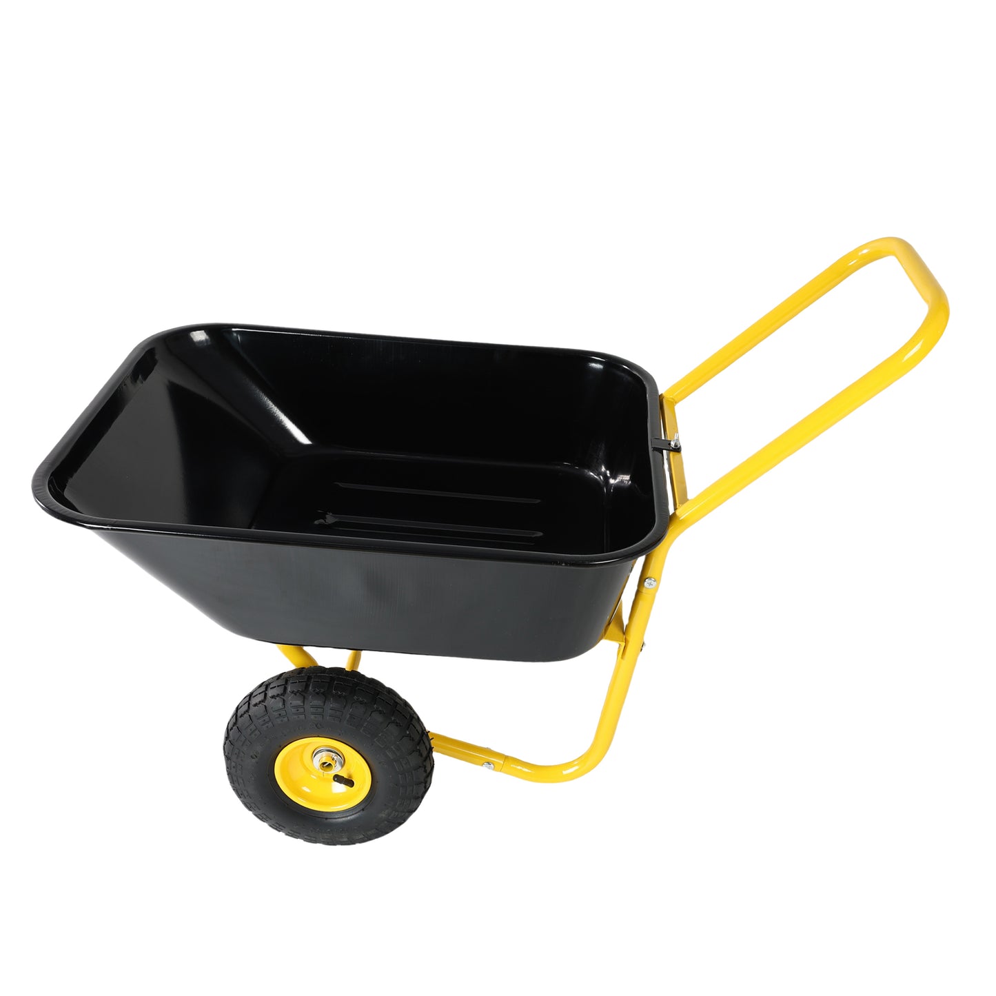 Two-wheeled Barrow, Garden Cart, 10-inch Pneumatic Wheels Yellow Black