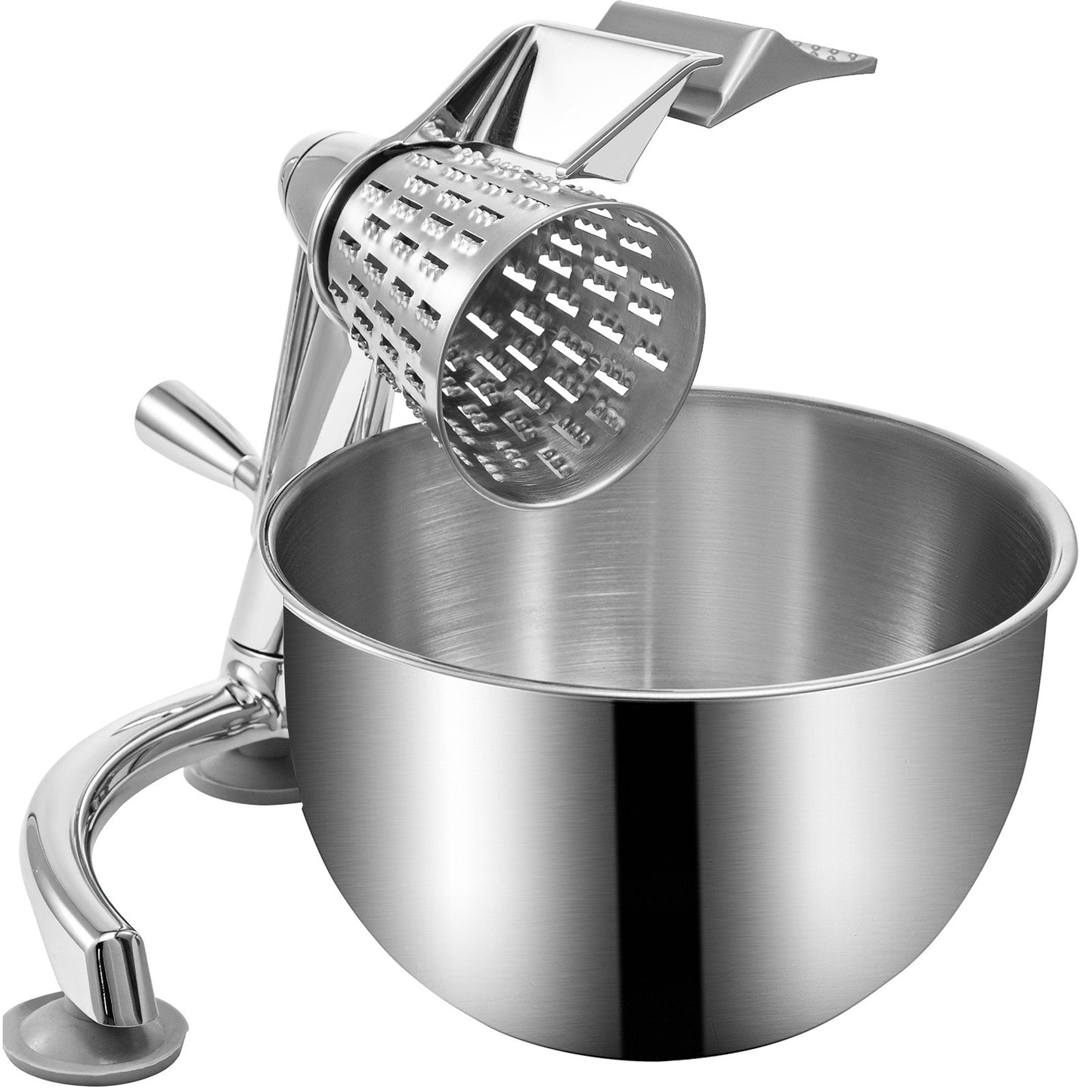 Manual Rotary Cheese & Vegetable Grater with 5 Stainless Steel Cones & Large Bowl