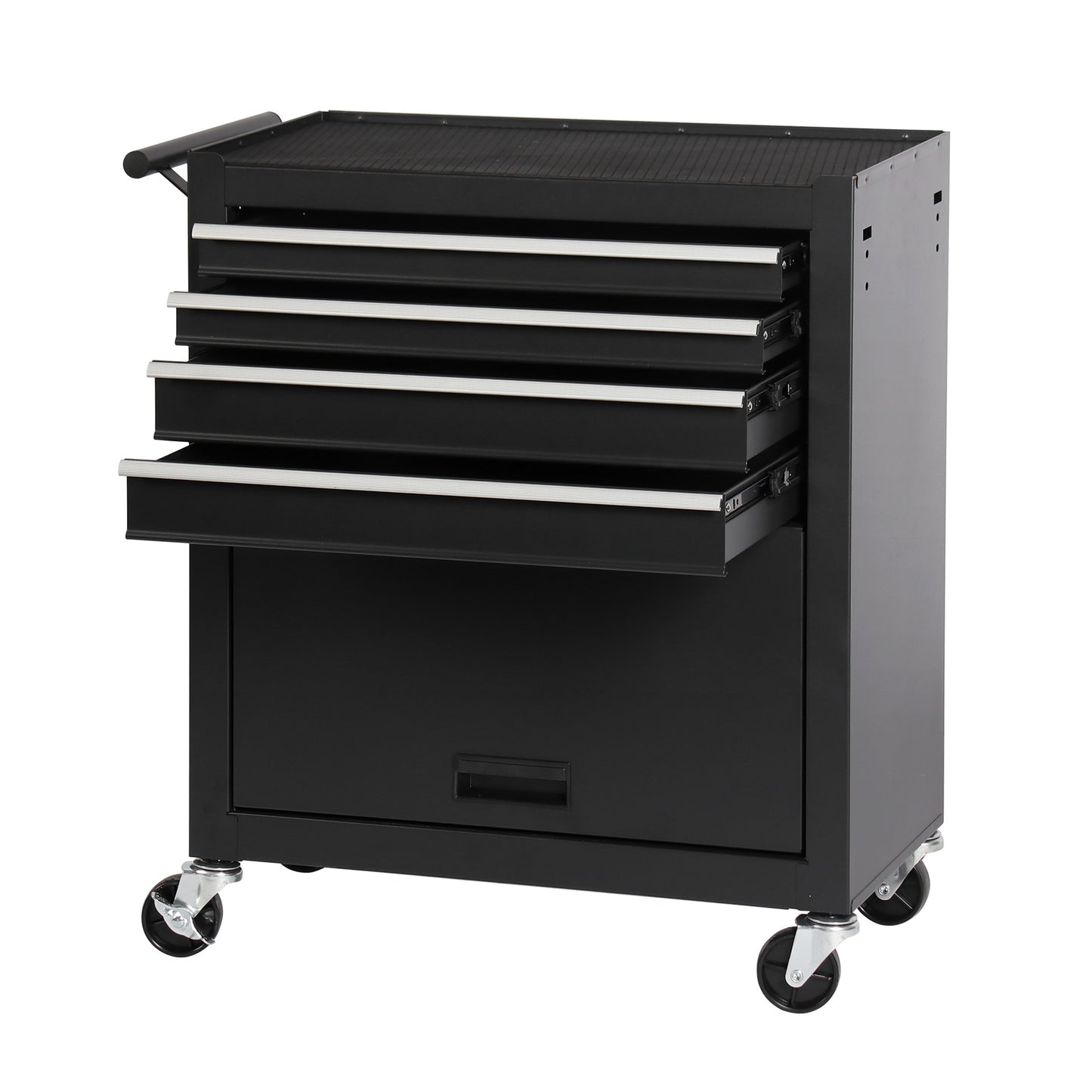 4-Drawer Rolling Toolbox with 4-Wheel Steel Storage Cart, Black