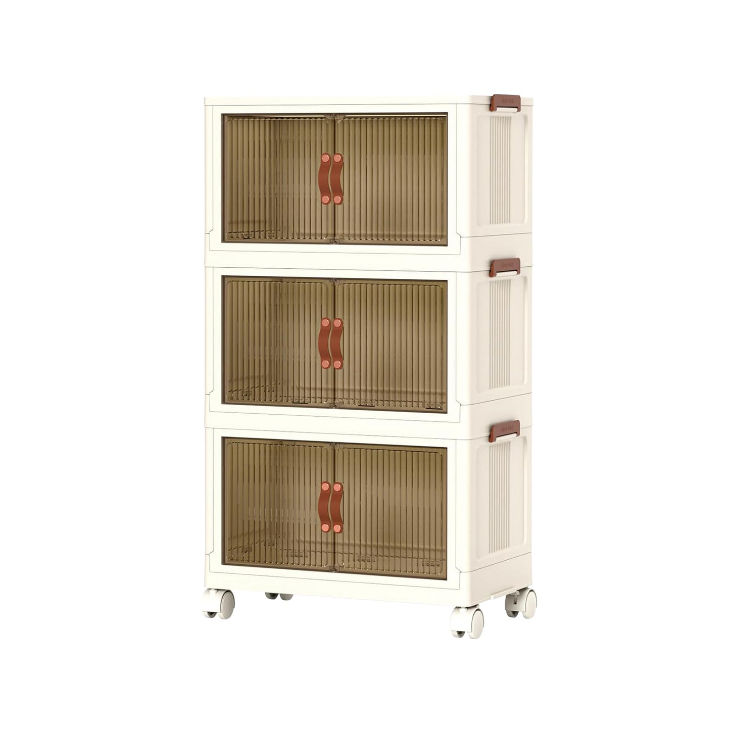 3Pcs Foldable Storage Bins With Lid Wheels Front Magnetic Door Fedex