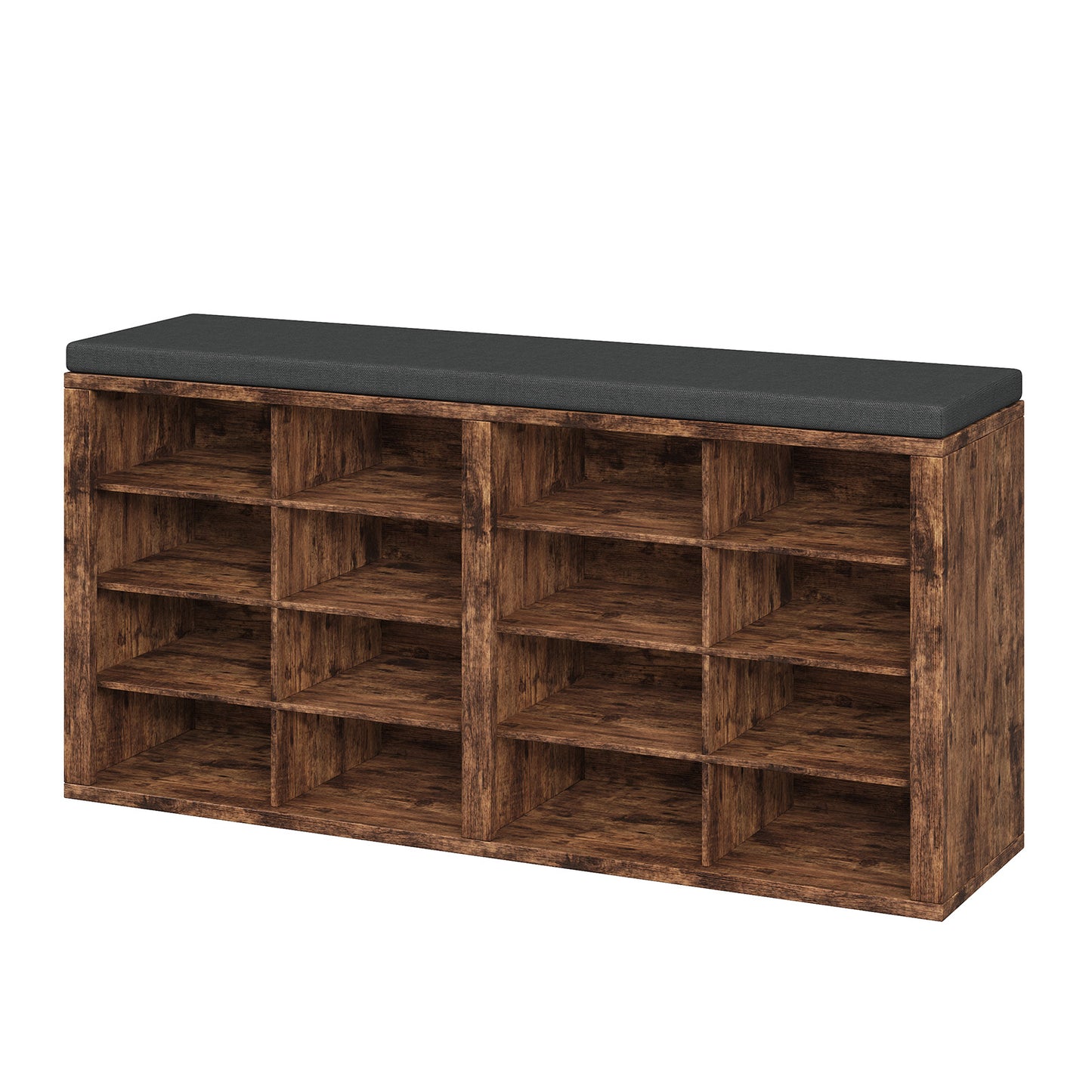Shoe Storage Bench With Cushion 16 Cubby Rack Multifunctional