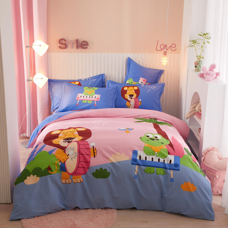 Kids Cotton Cartoon Bedding Set - Boys Girls Bed Linen & Pillowcases