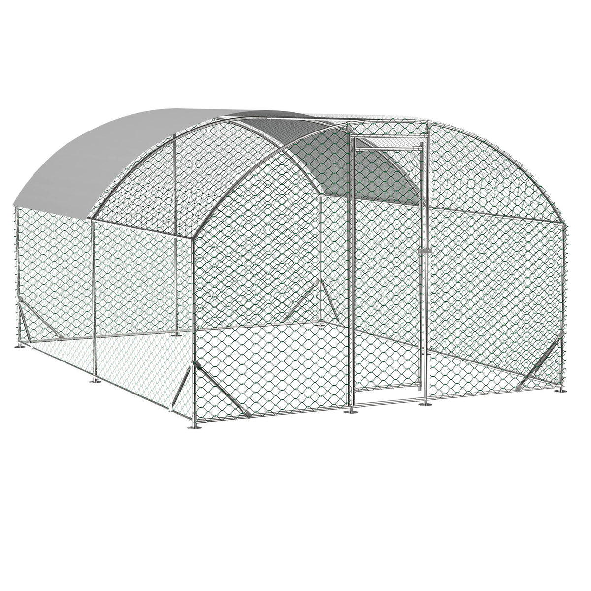 Large Metal Chicken Coop with Waterproof UV Cover, Walk-In Yard Run 9.84x13.12 Ft