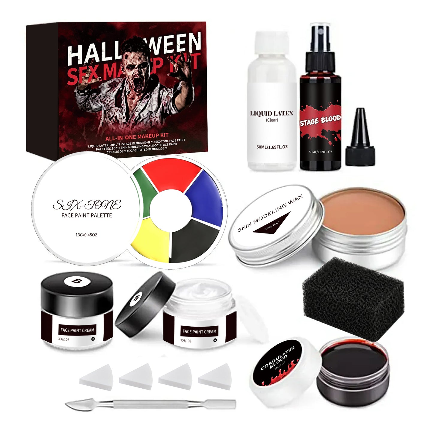 Halloween Special Effects Makeup Set with Liquid Latex & Blood