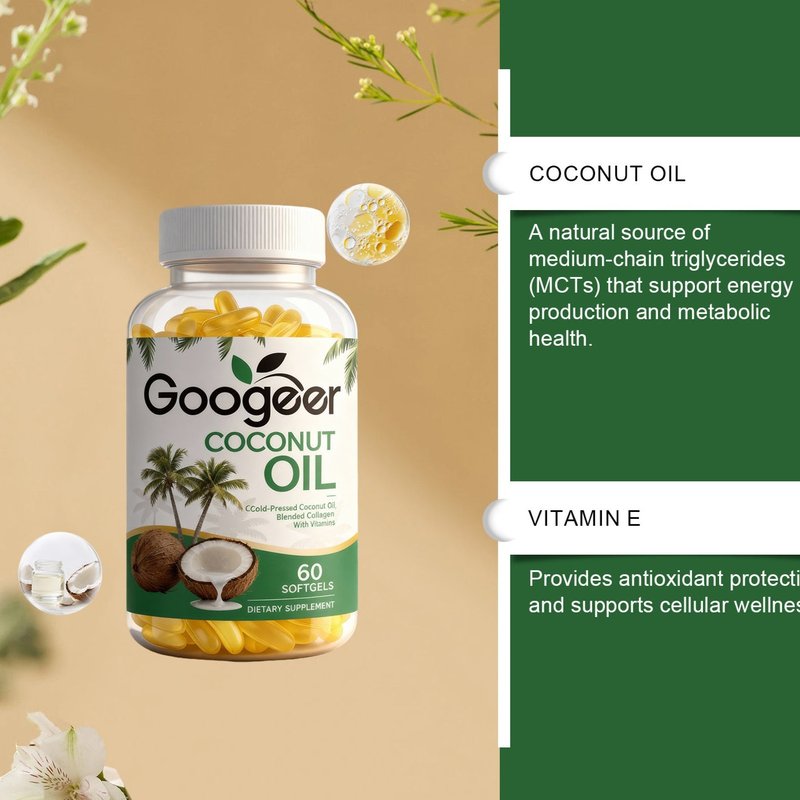 Coconut Oil Soft Capsule - 60 Softgels with Vitamin E