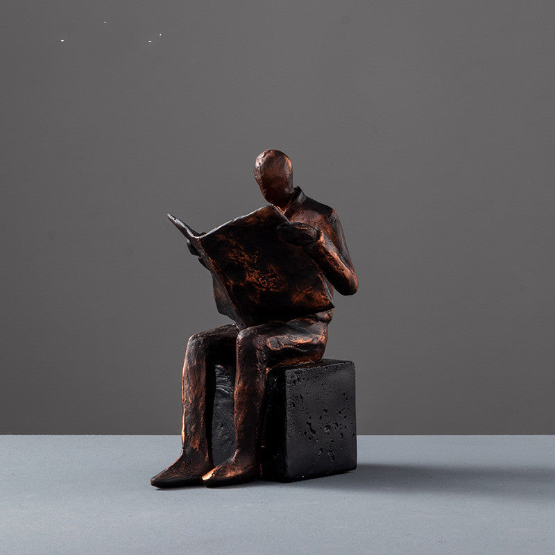 European Retro Reader Figure Ornaments for Home Decor - Resin Figurines
