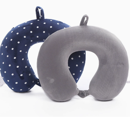 Polka Dot Travel Neck Pillow with Micro Beads U Shape Support Lightweight