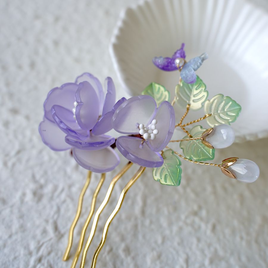 Glazed Flower Hair Comb Headpiece