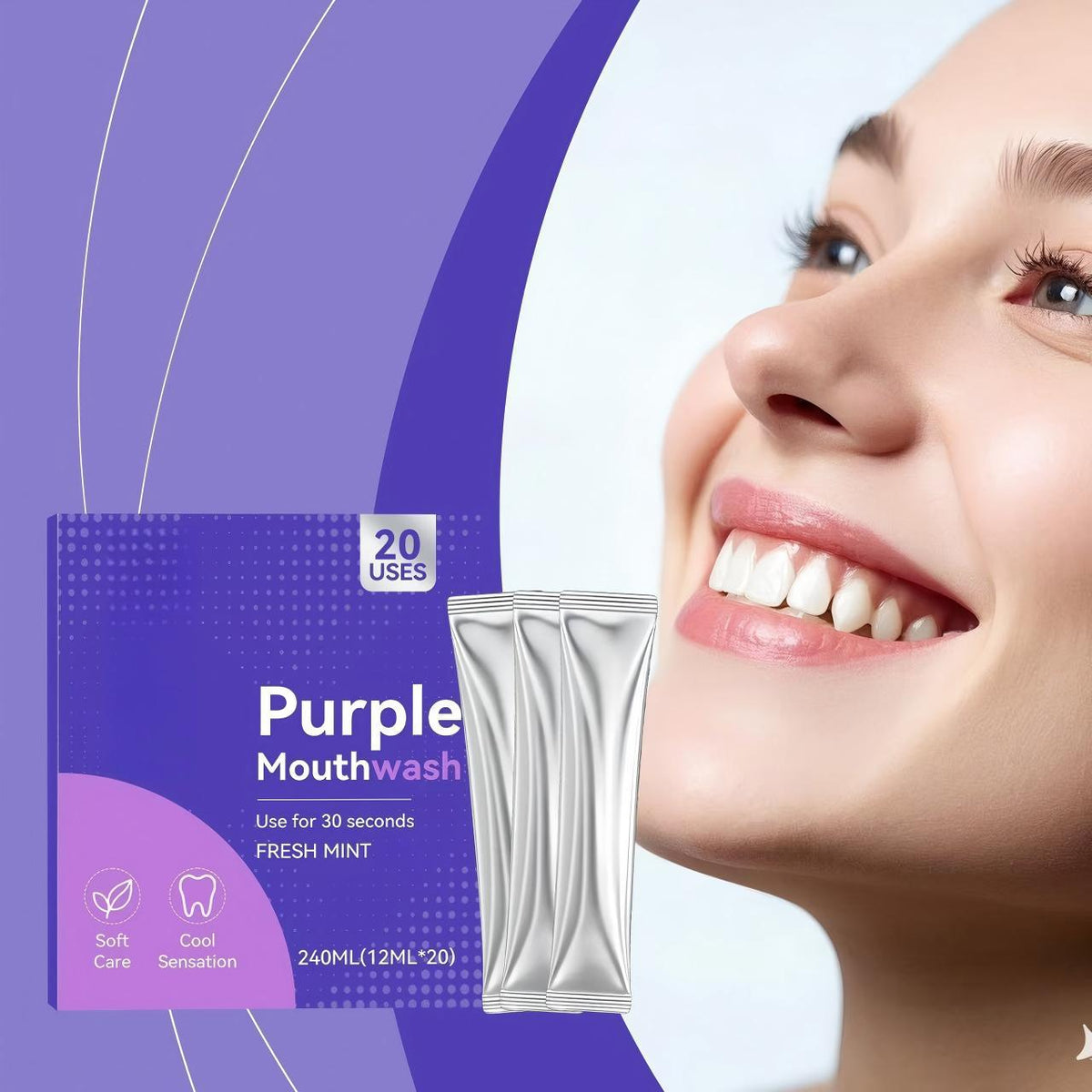 Refreshing Mouthwash - 240ml Fluoride Oral Rinse for Daily Dental Care
