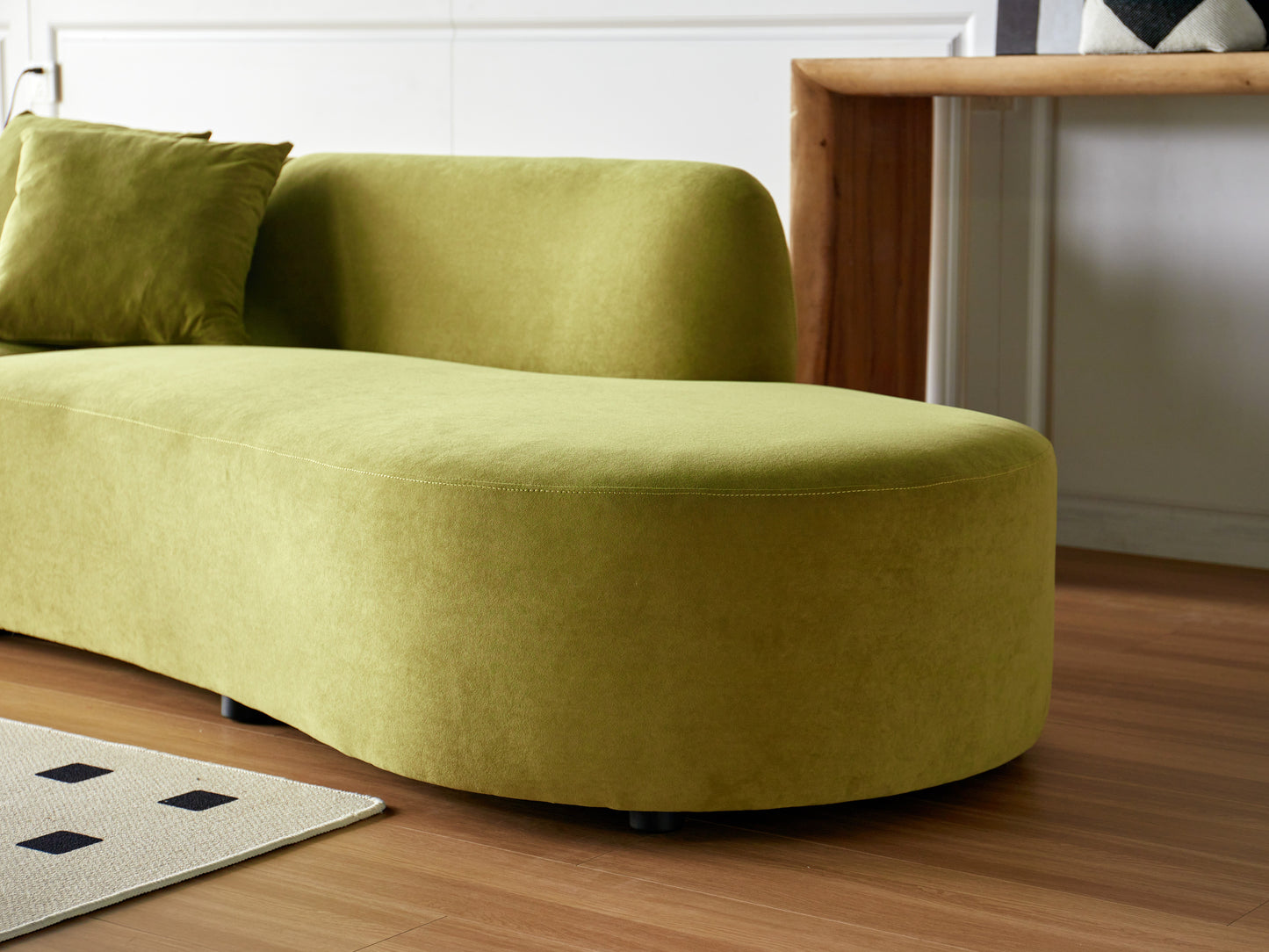 132 Curved Sofa With Throw Pillows, 6 Seater Luxury Velvet Couch Half