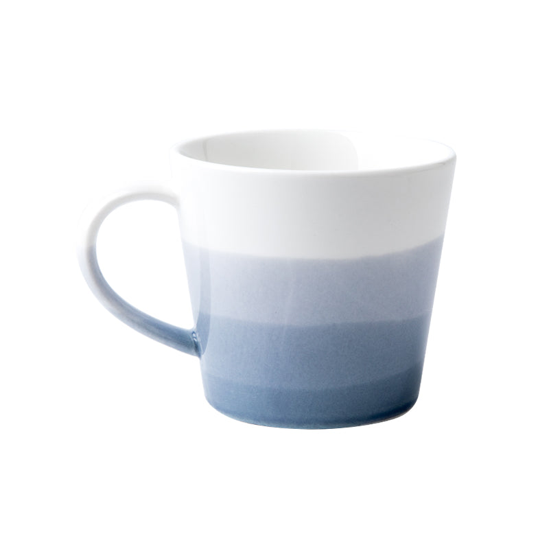 Large Diameter Gradient Color Ceramic Mug with Optional Spoon - Stylish Home Drinkware