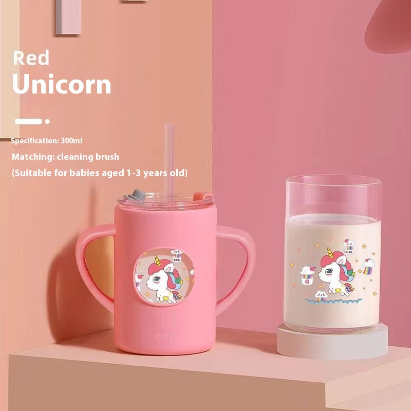 Kids Milk Cup with Scale and Double Handles - Baby Drinking Cup