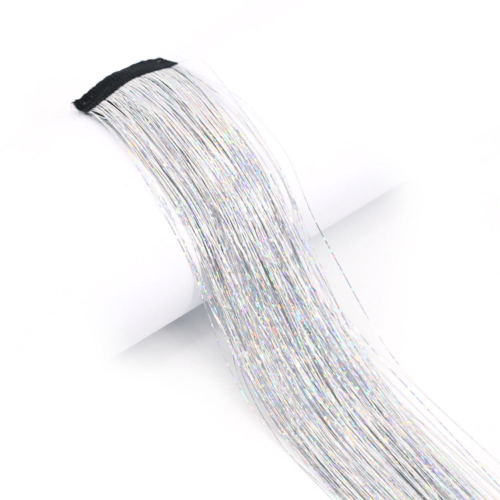 Clip-In Rainbow Hair Extensions - Long Synthetic Wig with Gold Thread