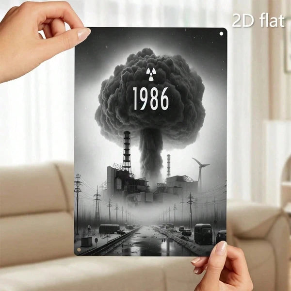 Chernobyl Nuclear Explosion Metal Sign - 20cm x 20cm Wall Art