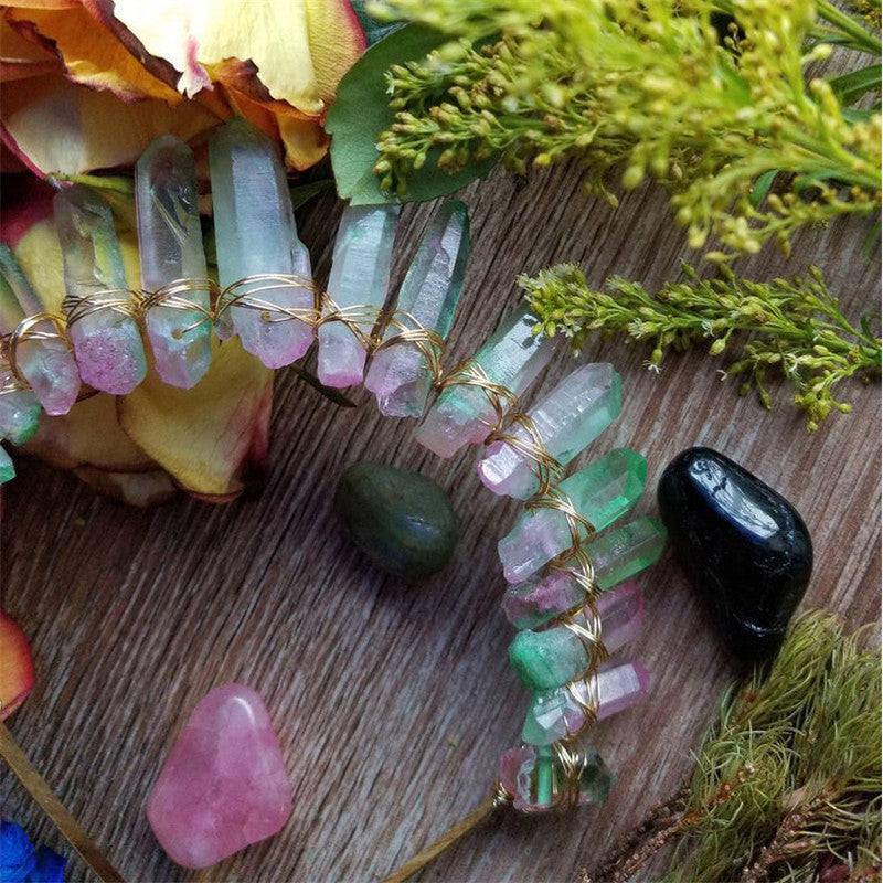 Crystal Crown Headband - Pink/Green