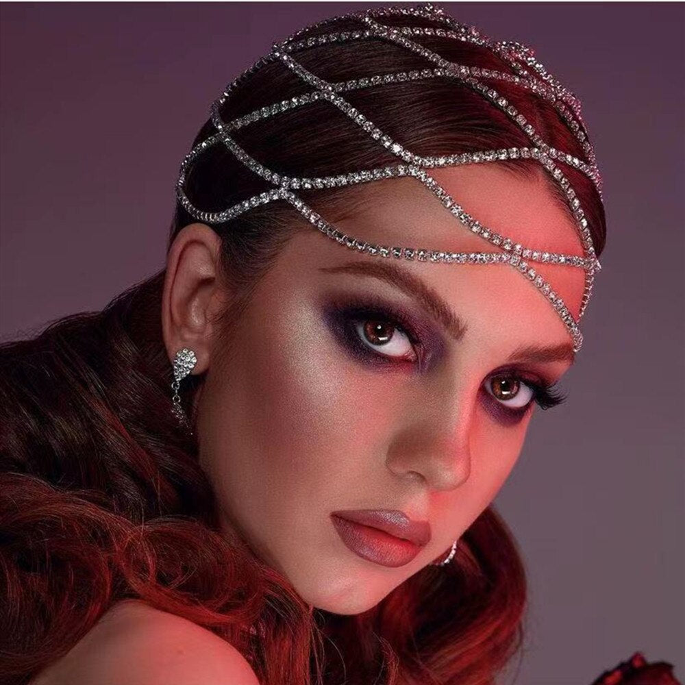 Rhinestone Butterfly Headdress with Mesh Fringe