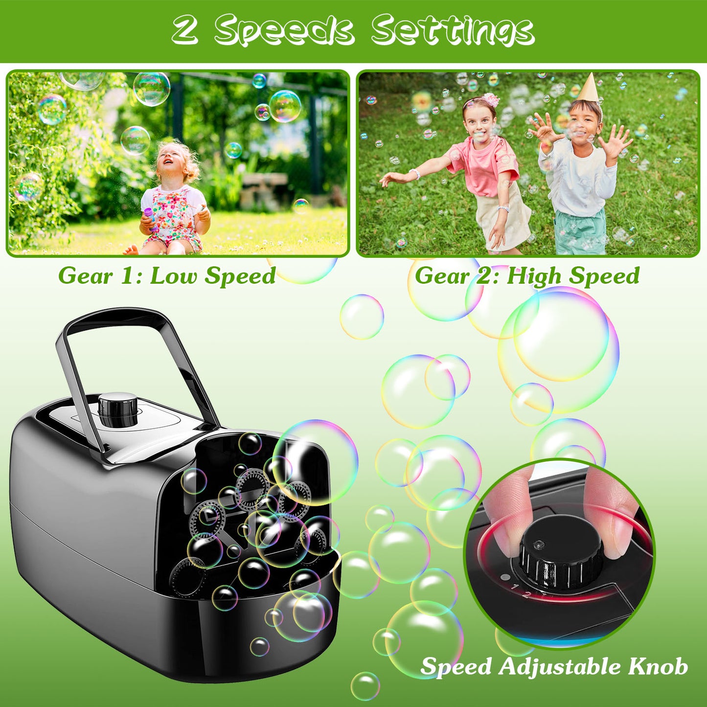 Automatic Bubble Maker - Portable Bubble Blower with 2 Speeds