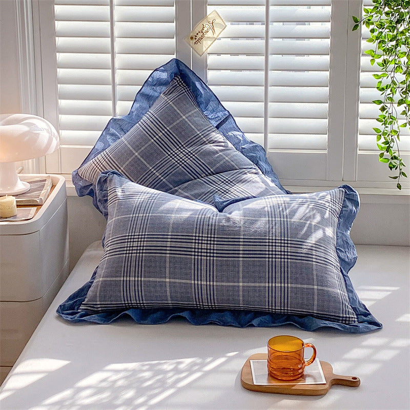 Full Cotton Pillowcase with Flounce - Washed Cotton, Single Size, Multiple Styles