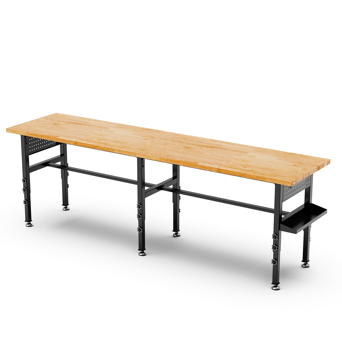 96" Adjustable Workbench with Pegboard & Power Outlet - Black