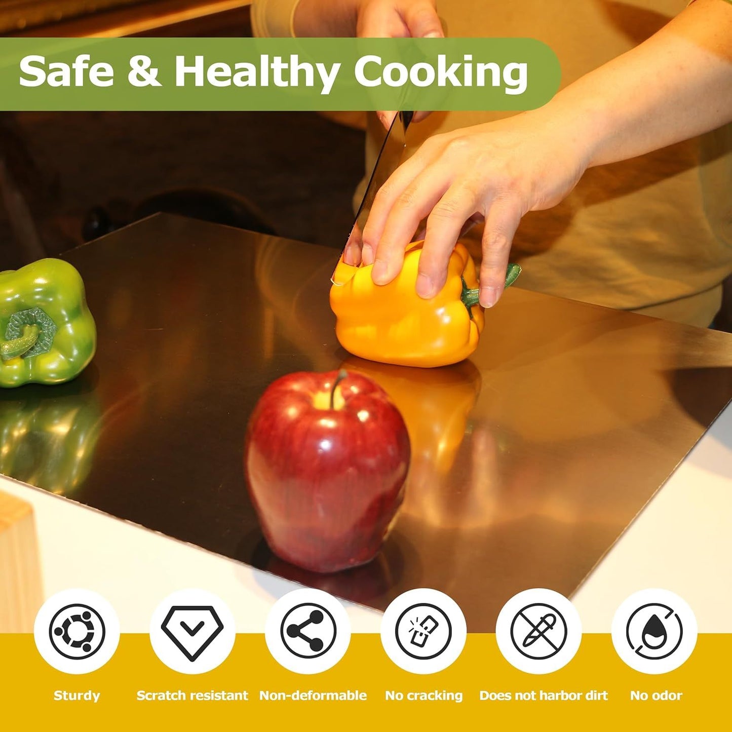 304 Stainless Steel Cutting Board - Large Multi-Purpose Kitchen Tool