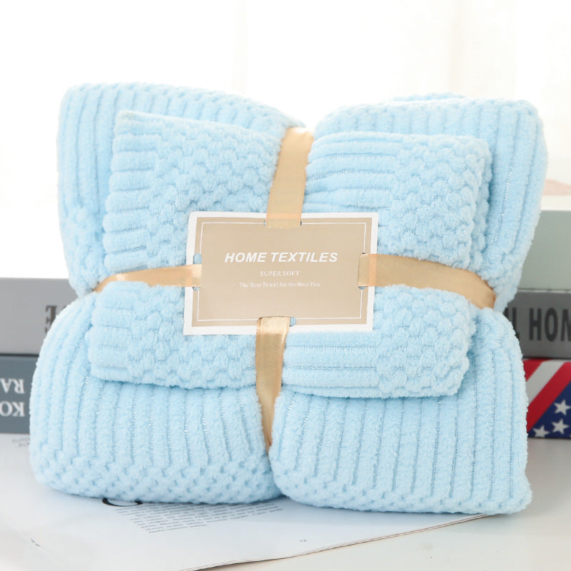 Thick Coral Fleece Bath Towel - Household Shower & Beach Towel Set