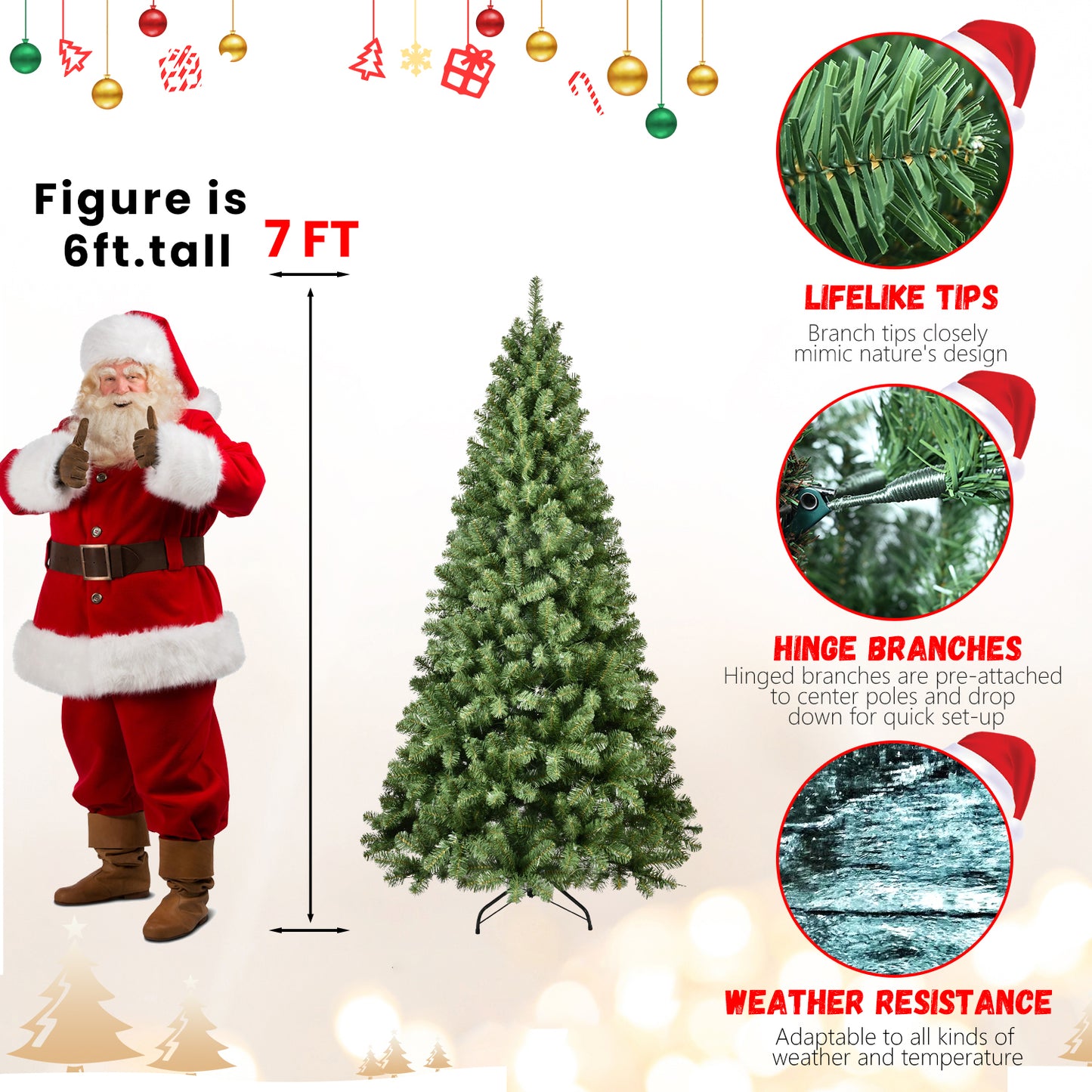 Prelit PVC Christmas Tree - Multiple Heights Available