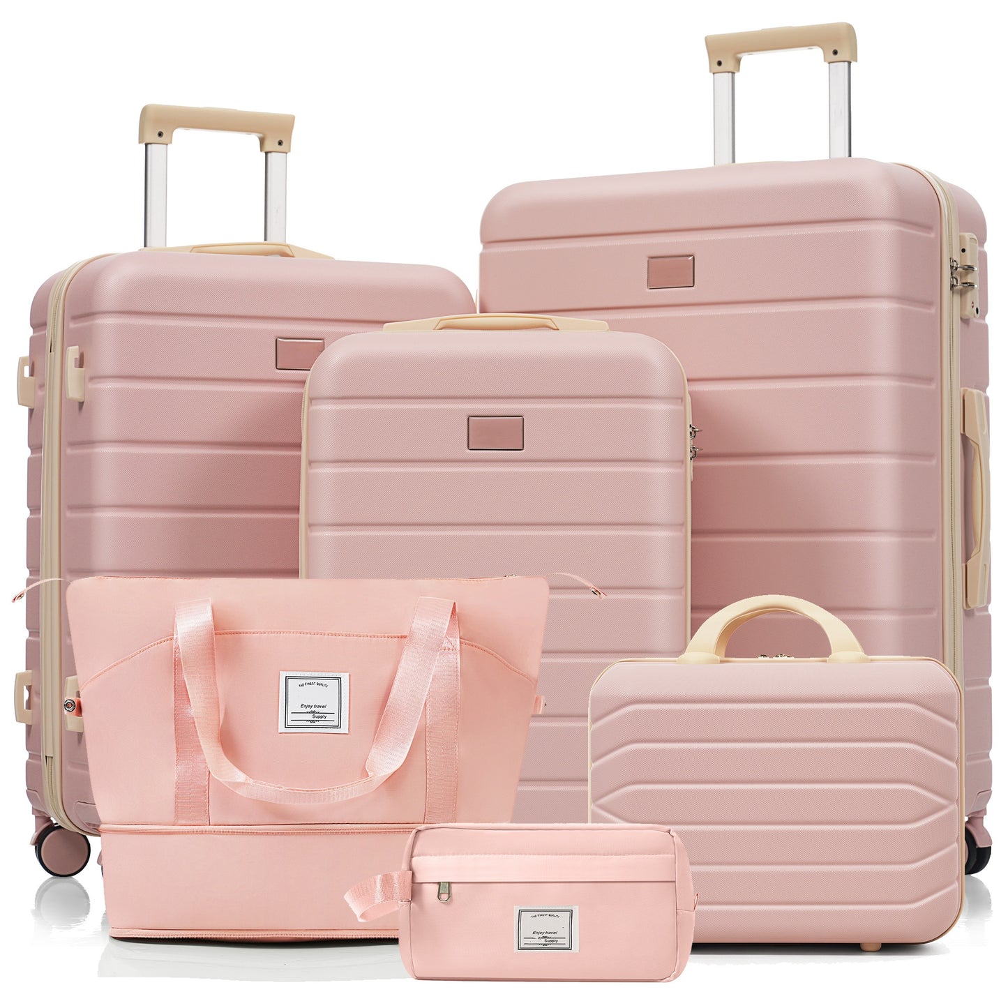 6-Piece Pink Hardside Luggage Set with TSA Lock & Duffel Bag