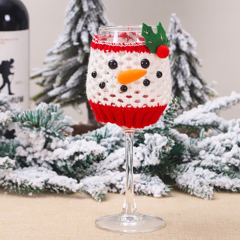 Christmas Wool Wine Cup Cover - Knitted Drink Sleeve for Holiday Gifts