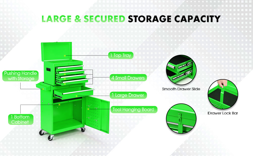 5-Drawer Rolling Tool Chest with Lockable Top & Wheels - Garage Storage Cabinet