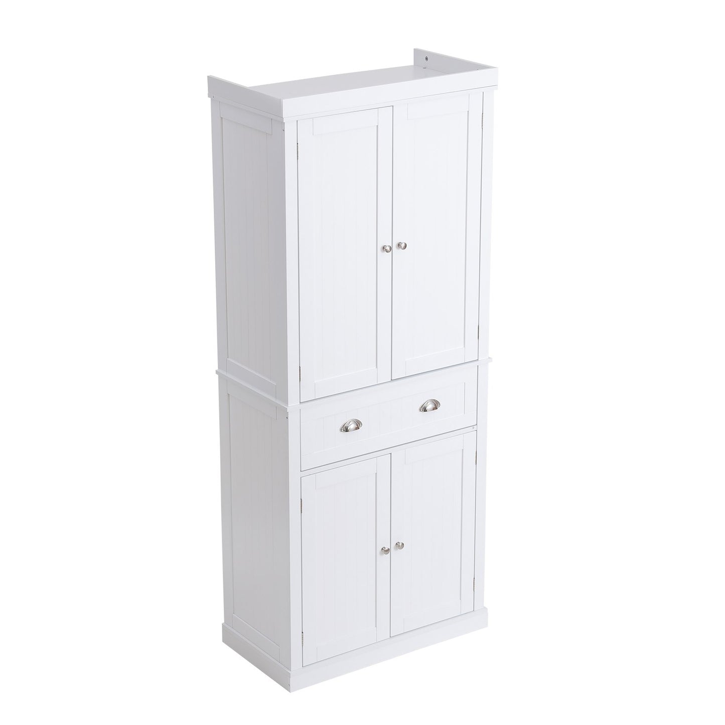 Freestanding Kitchen Pantry Storage Cabinet with Adjustable Shelves - White