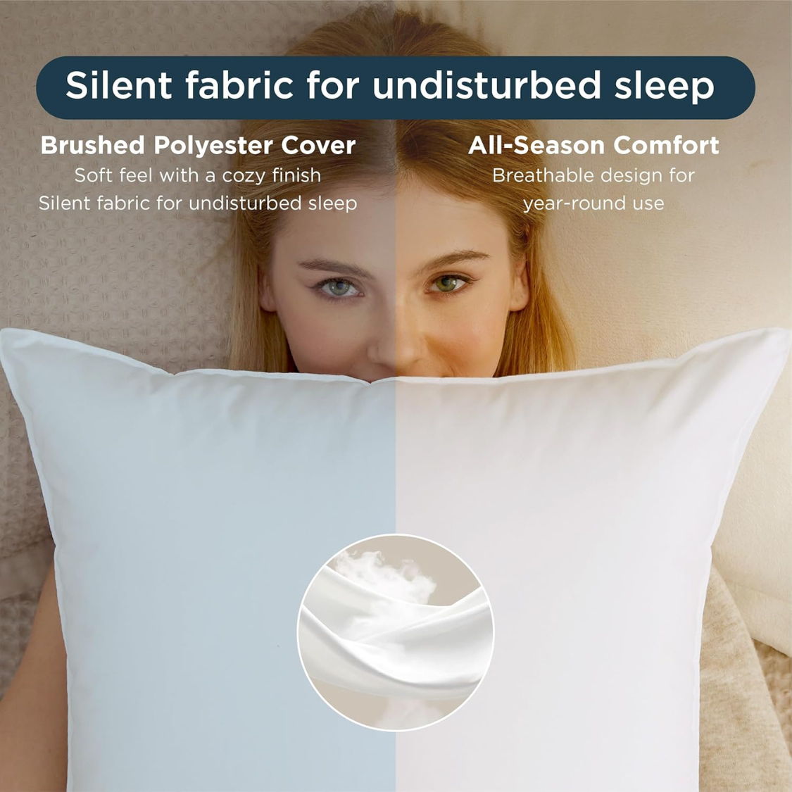Queen Full Bed Pillow 28x19 Inch Soft Down Filling for Sleepers - White