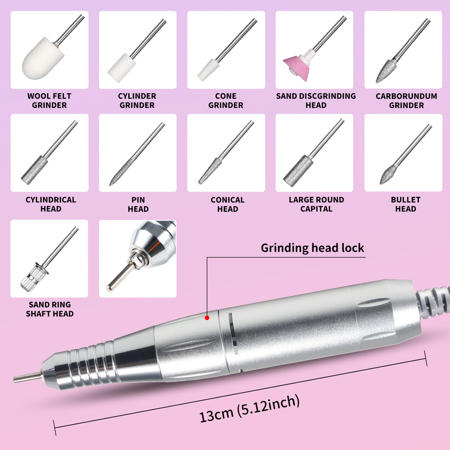 Professional Rechargeable Electric Nail Drill, 40000 RPM Portable Nail File