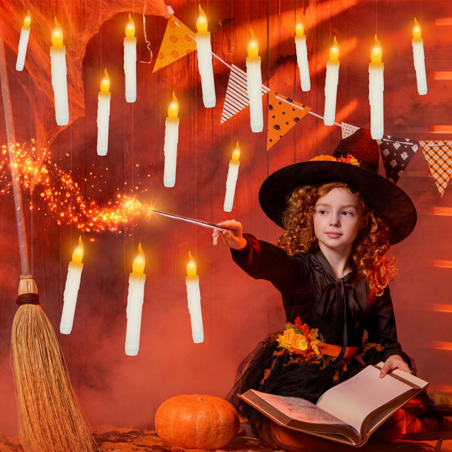 12-Piece Flameless Floating Candle Set with Magic Wand Remote