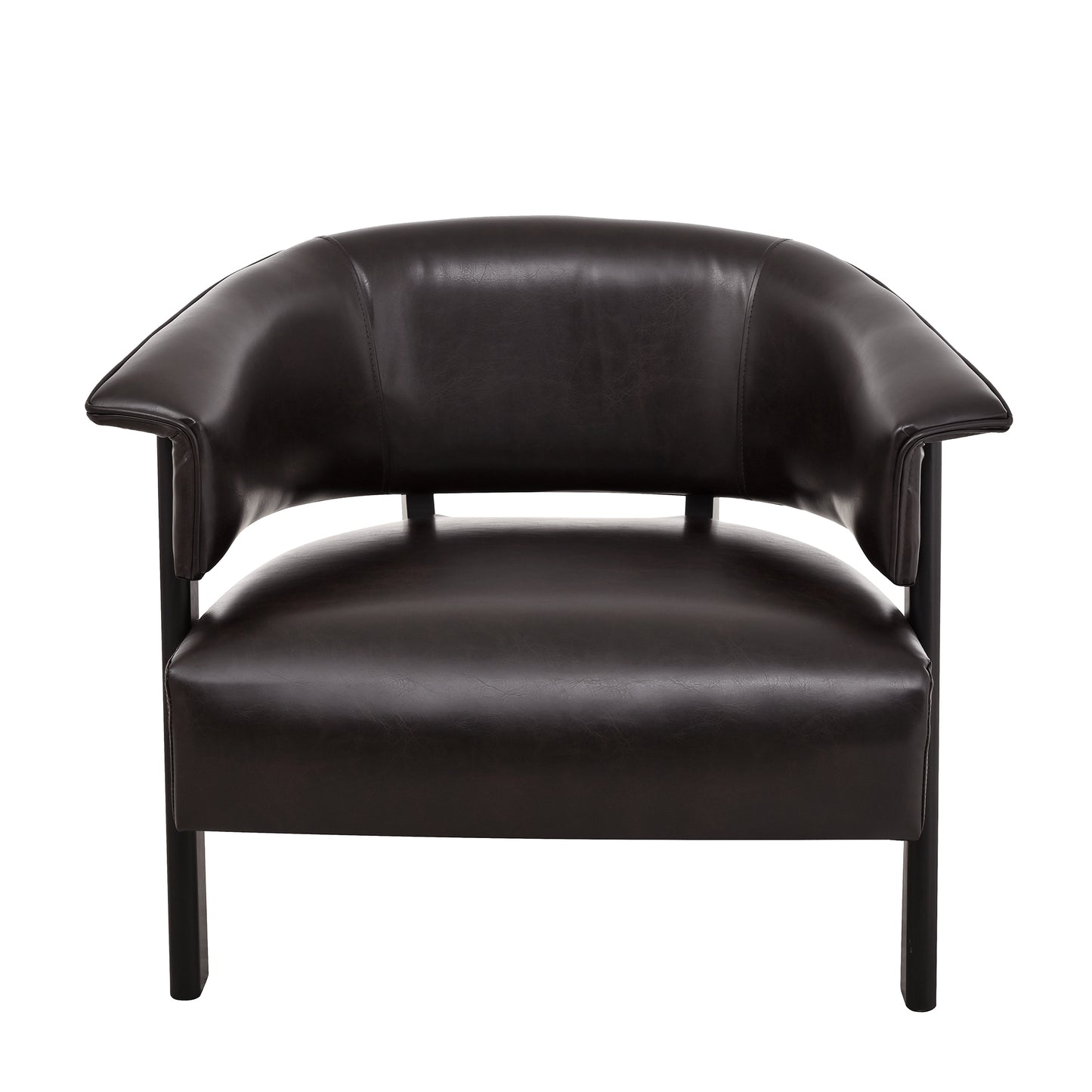 Faux Leather Wingback Accent Chair - Comfy Upholstered Armchair