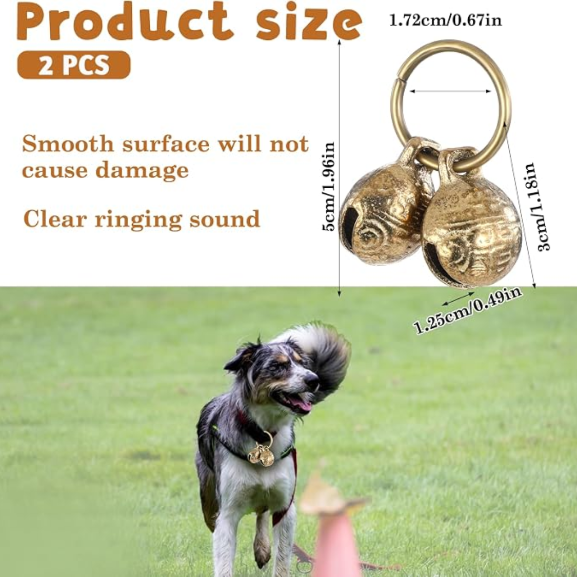 Extra Loud Brass Dog Collar Bell Set - 4 Pieces for Pet Tracking & Training