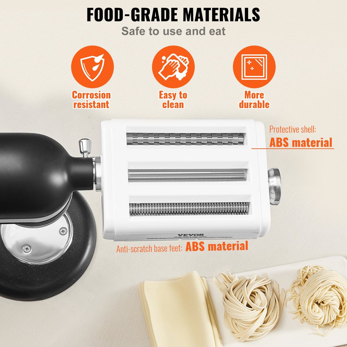 Pasta Roller Attachment for KitchenAid Mixer - 3-in-1 Stainless Steel