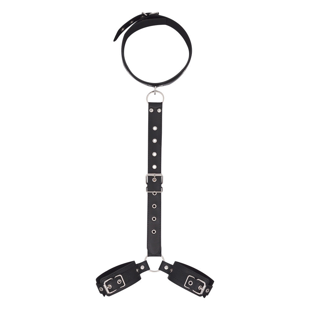 Adult Couple Leather Handcuffs and Collar Set - BDSM Fetish Toys