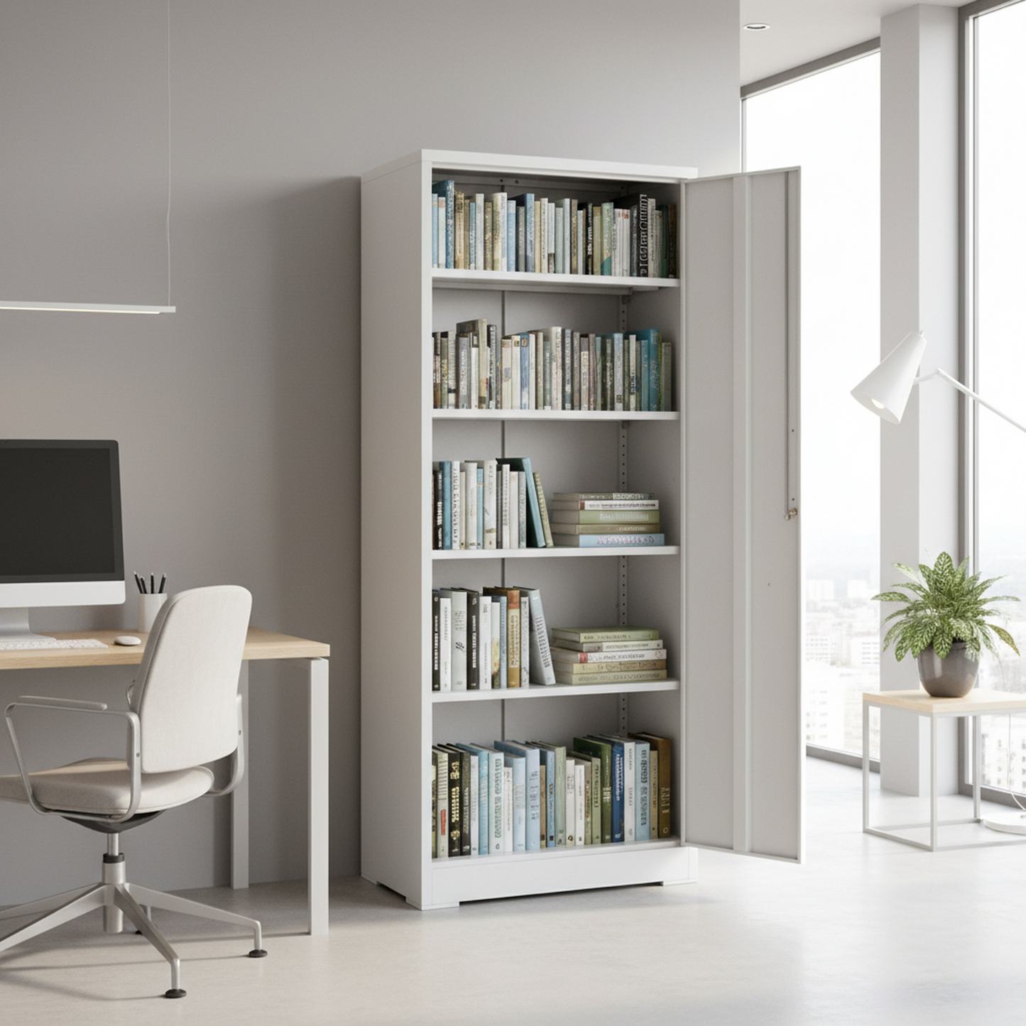 Container Furniture Direct Ironclad 71 Metal Storage Cabinet With
